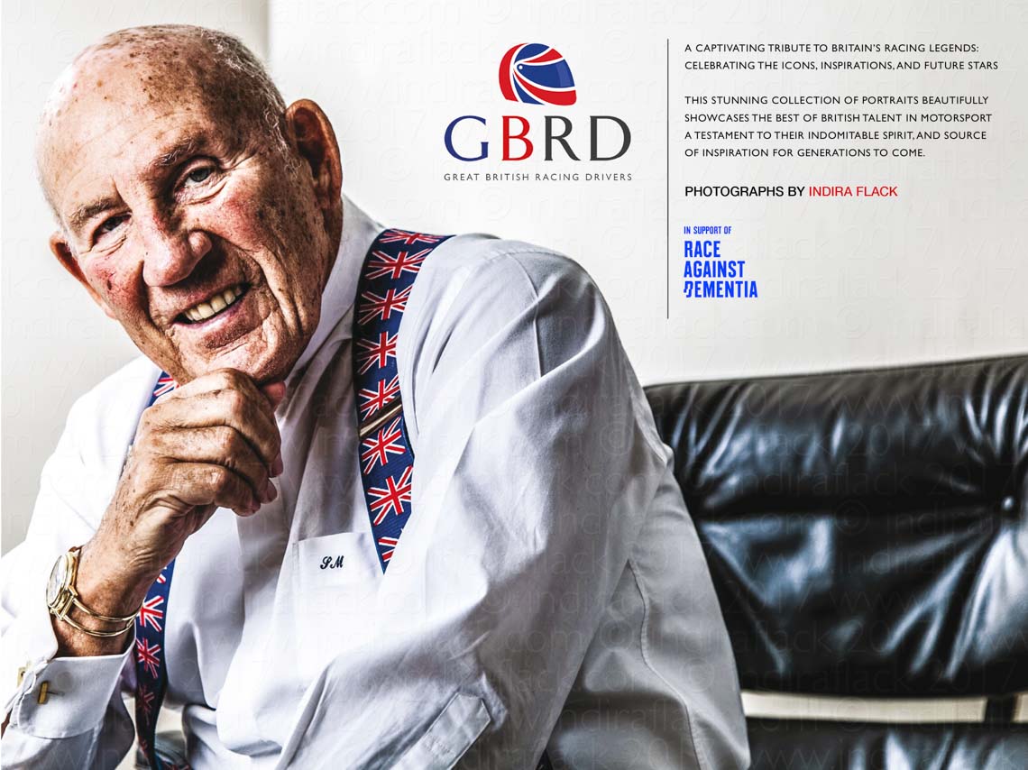 Sir Stirling Moss OBE F1 legend as featured in Great British Racing Drivers
